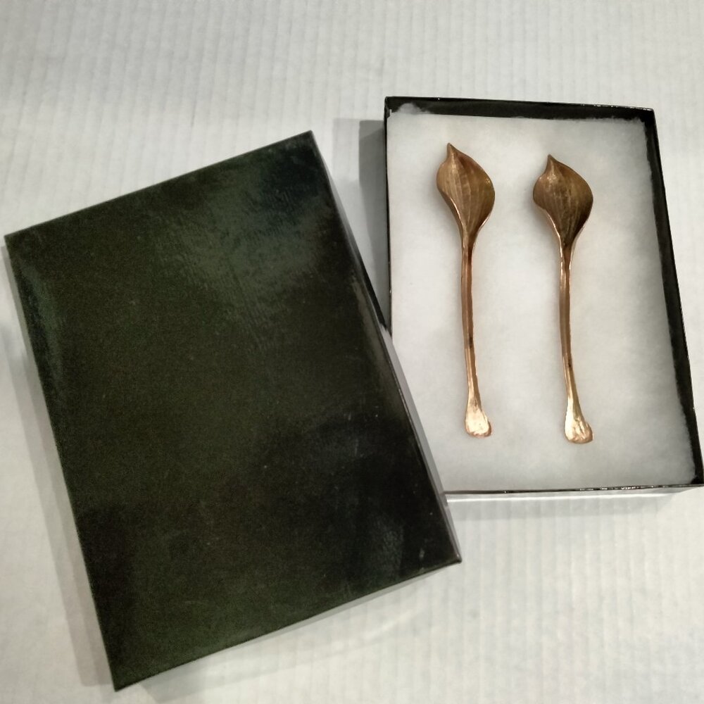 Table Art Pewter Leaf Shaped Condiment Spoons, Set of Two, NWOT - Picture 10 of 10